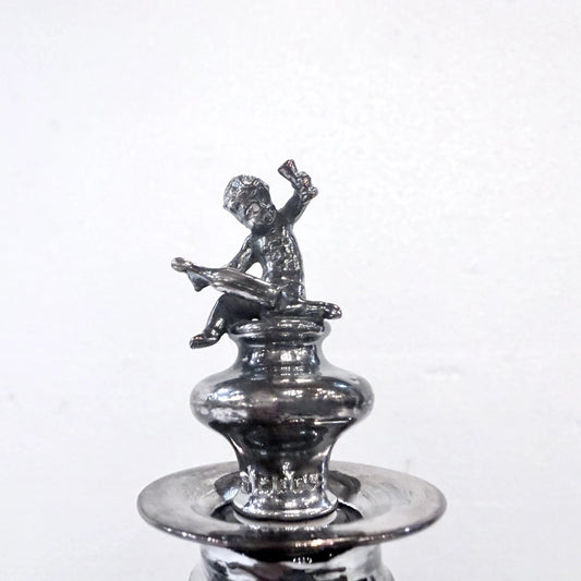 FROSTED AND ETCHED FIGURAL GLASS PERFUME BOTTLE, LONDON, 1902