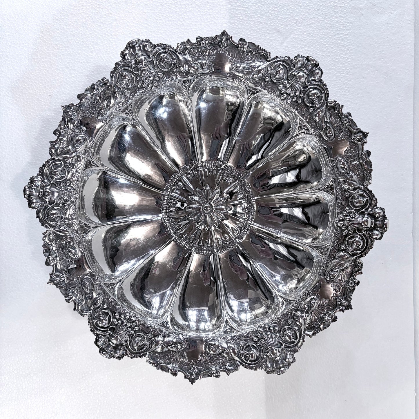 VICTORIAN REPOUSSÉ STERLING SILVER CENTERPIECE, SHEFFIELD, 1898