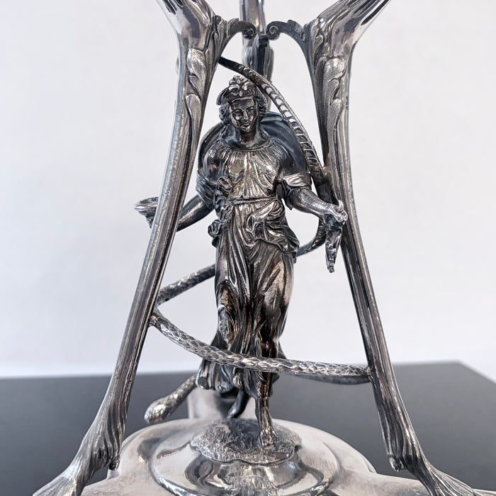 PAIR OF VICTORIAN MYTHOLOGICAL STERLING SILVER CENTERPIECES, LONDON, 1869