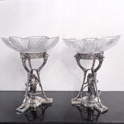 PAIR OF VICTORIAN MYTHOLOGICAL STERLING SILVER CENTERPIECES, LONDON, 1869