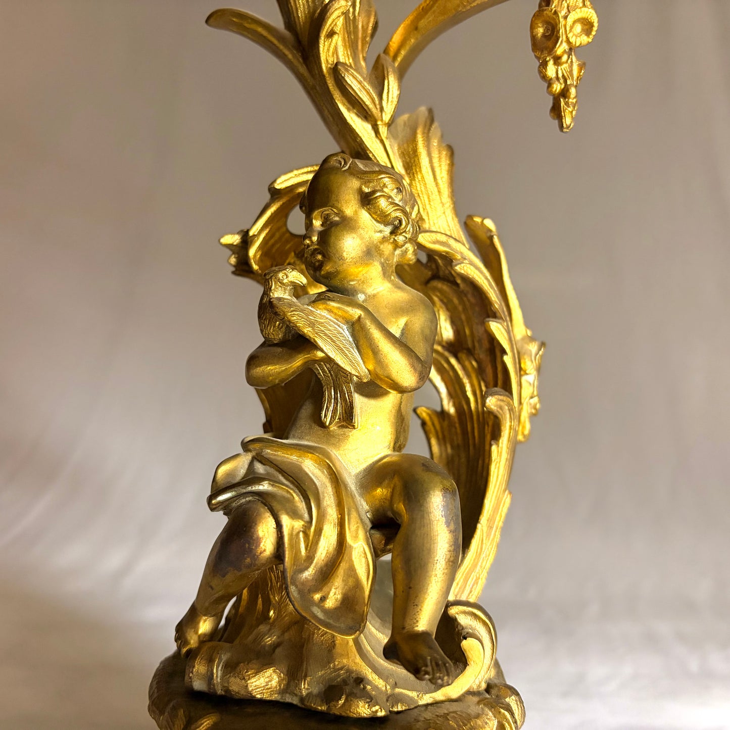 A PAIR OF LOUIS XV STYLE GILT BRONZE FIGURAL FOUR-LIGHT CANDELABRA, FRANCE, 19TH CENTURY