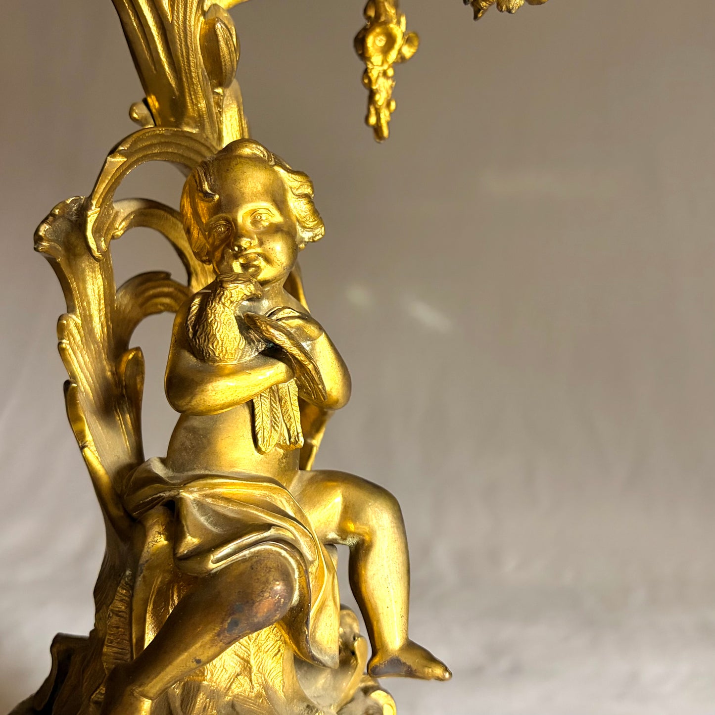 A PAIR OF LOUIS XV STYLE GILT BRONZE FIGURAL FOUR-LIGHT CANDELABRA, FRANCE, 19TH CENTURY