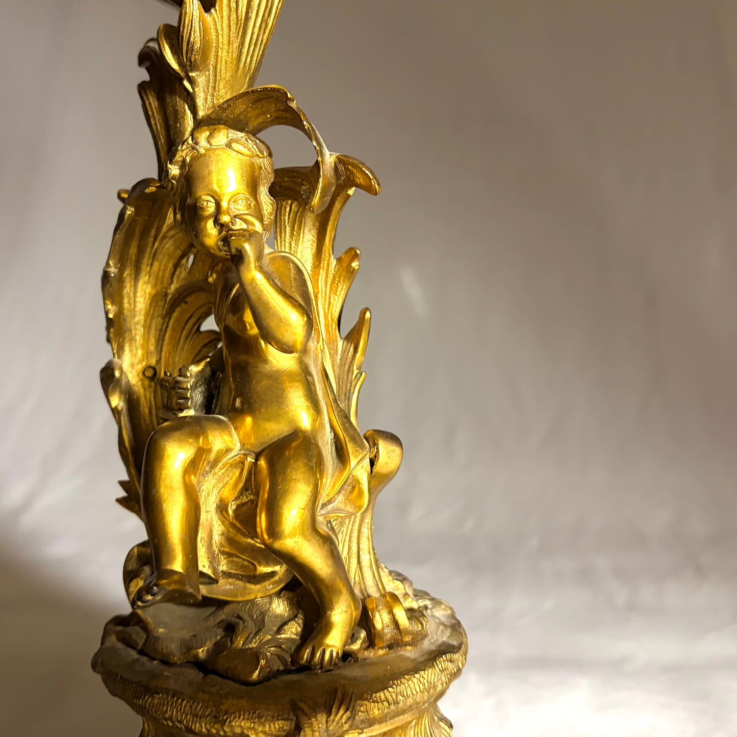 A PAIR OF LOUIS XV STYLE GILT BRONZE FIGURAL FOUR-LIGHT CANDELABRA, FRANCE, 19TH CENTURY