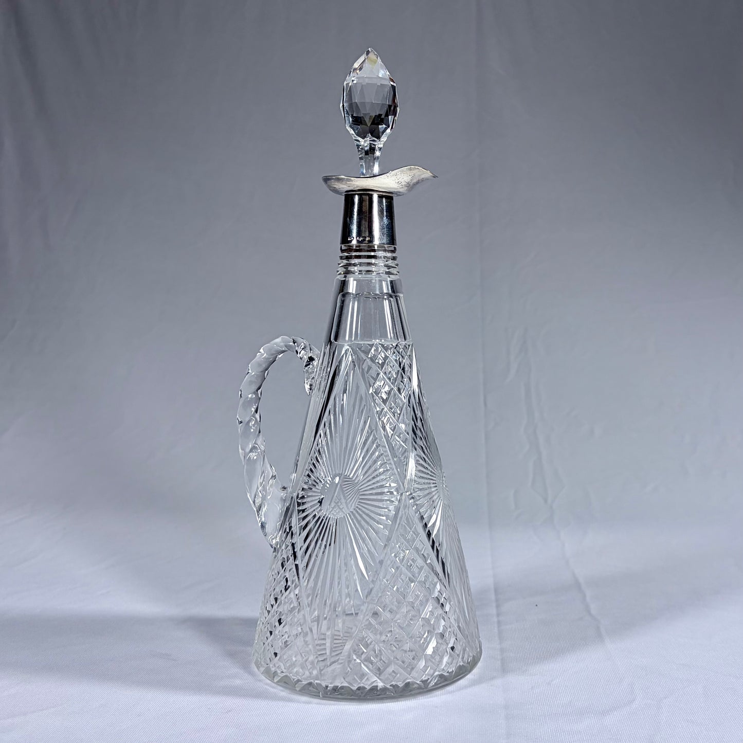 EDWARDIAN CUT-GLASS AND SILVER-MOUNTED CLARET JUG, BIRMINGHAM, 1909
