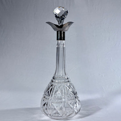 GEORGE V CUT GLASS AND STERLING SILVER-MOUNTED DECANTER, SHEFFIELD, 1925