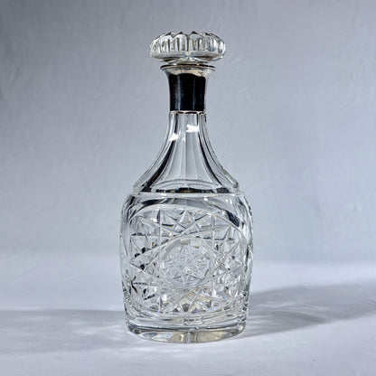 GEORGE VI CUT CRYSTAL AND STERLING SILVER DECANTER, BIRMINGHAM, 1936