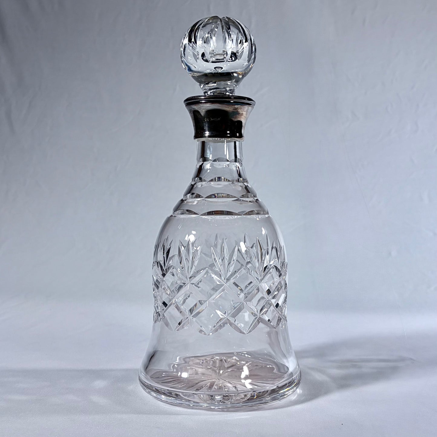 ELIZABETH II CUT GLASS STERLING SILVER MOUNTED DECANTER, BIRMINGHAM, 1996