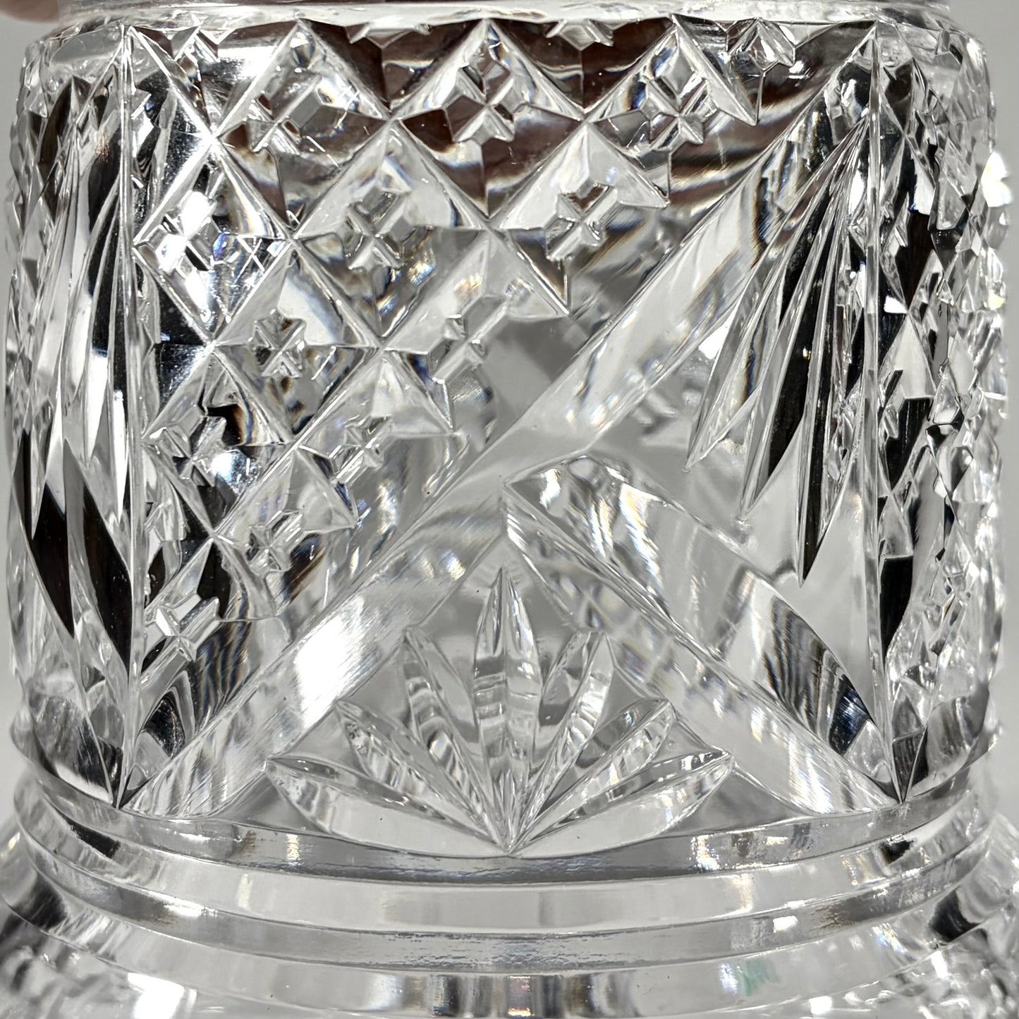 LARGE BELL SHAPED SILVER MOUNTED CRYSTAL DECANTER, SHEFFIELD, 1932