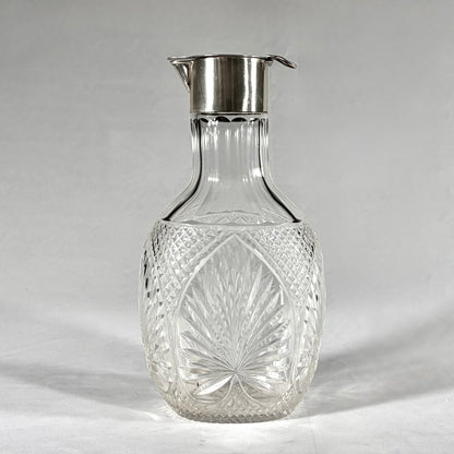 VICTORIAN CUT GLASS AND STERLING SILVER MOUNTED CLARET JUG, LONDON, 1896