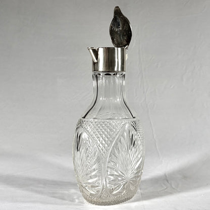 VICTORIAN CUT GLASS AND STERLING SILVER MOUNTED CLARET JUG, LONDON, 1896