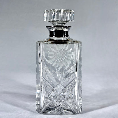 MID-CENTURY CUT-GLASS AND SILVER MOUNTED DECANTER, LONDON, c. 1930s - 1950s