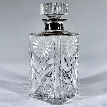 MID-CENTURY CUT-GLASS AND SILVER MOUNTED DECANTER, LONDON, c. 1930s - 1950s