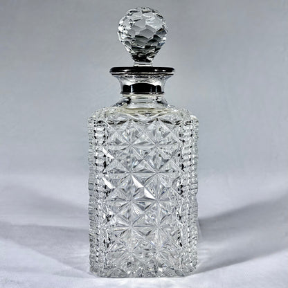 ELIZABETH II CUT-GLASS AND SILVER MOUNTED DECANTER, BIRMINGHAM, 1989