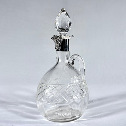 EDWARDIAN DIAMOND-CUT CRYSTAL AND SILVER-MOUNTED CLARET JUG, SHEFFIELD, 1900