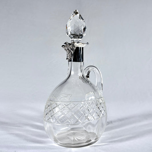 EDWARDIAN DIAMOND-CUT CRYSTAL AND SILVER-MOUNTED CLARET JUG, SHEFFIELD, 1900