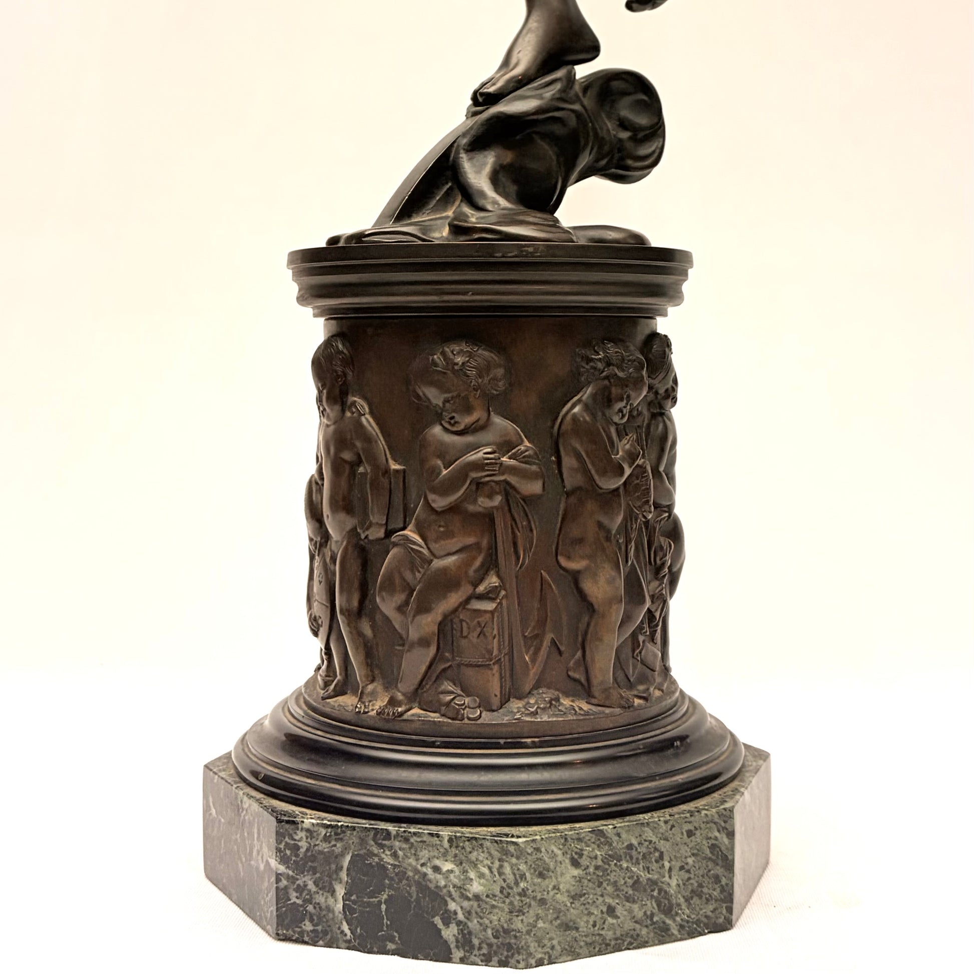 Bronze statue of Atropos - base only