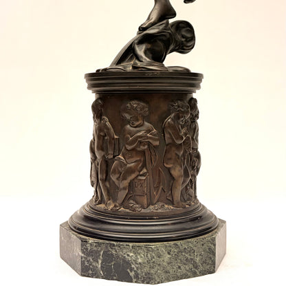 Bronze statue of Atropos - base only