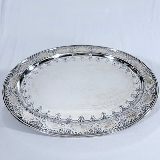 ART NOUVEAU STERLING SILVER OVAL PLATTER, NEW YORK, c. 1910s