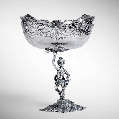 REPOUSSÉD AND CHASED .800 SILVER FIGURAL CENTERPIECE, MILAN, MID-20TH CENTURY