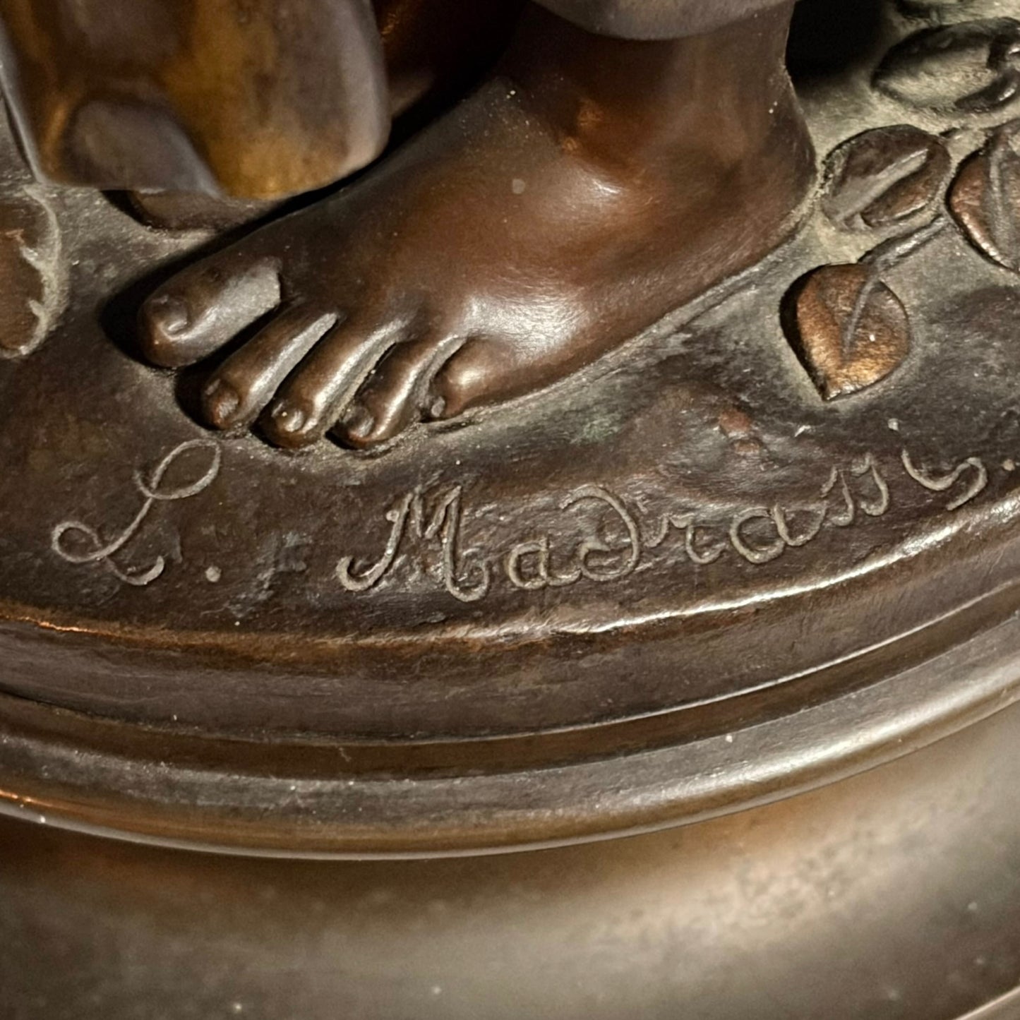 PATINATED BRONZE GROUP, "THE FIRST TRYST," FRANCE, LATE 19th CENTURY