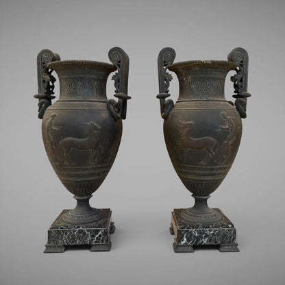 A PAIR OF ANCIENT GREEK STYLE URNS, FRANCE, LATE 19th CENTURY