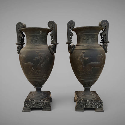 A PAIR OF ANCIENT GREEK STYLE URNS, FRANCE, LATE 19th CENTURY