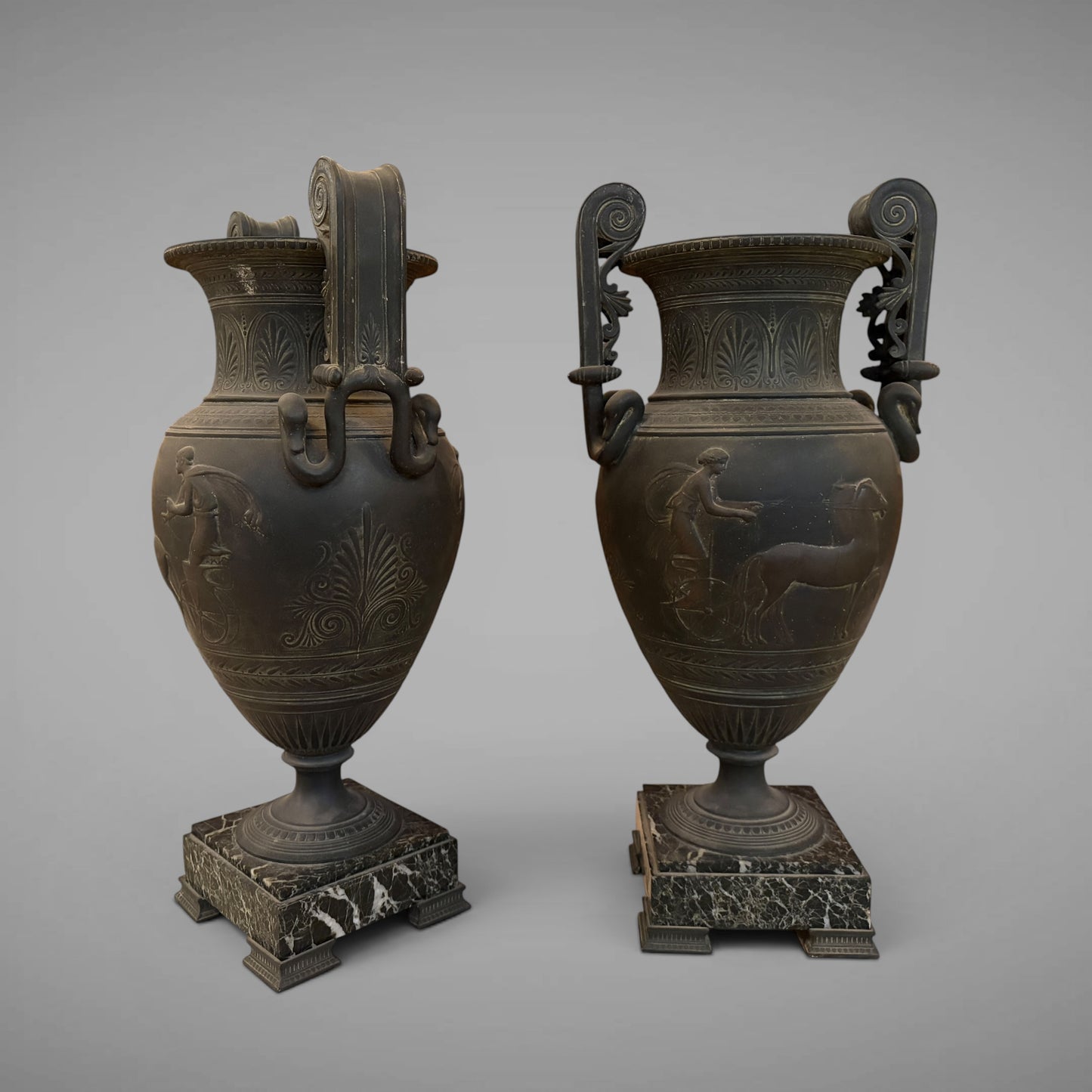 A PAIR OF ANCIENT GREEK STYLE URNS, FRANCE, LATE 19th CENTURY