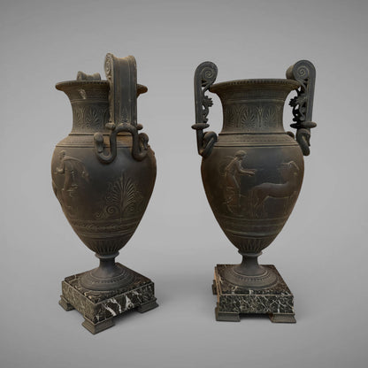 A PAIR OF ANCIENT GREEK STYLE URNS, FRANCE, LATE 19th CENTURY