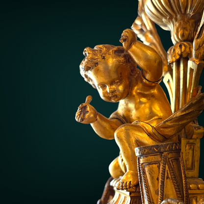 GILT-BRONZE AND SÉVRES-STYLE PORCELAIN-MOUNTED FIGURAL CANDELABRA, FRANCE, LATE 19th CENTURY