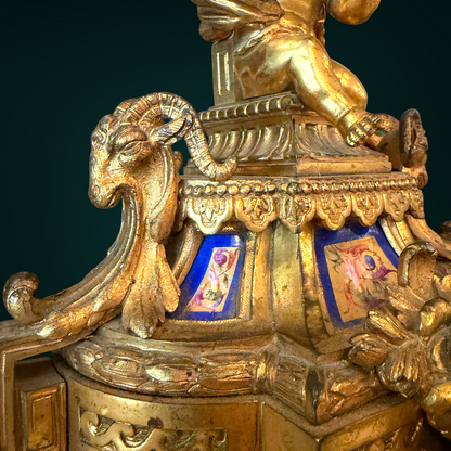 GILT-BRONZE AND SÉVRES-STYLE PORCELAIN-MOUNTED FIGURAL CANDELABRA, FRANCE, LATE 19th CENTURY