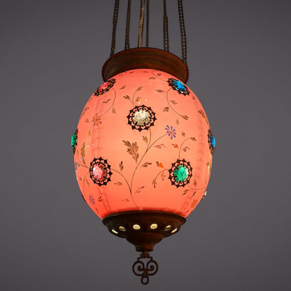 PAIR OF BOHEMIAN JEWELED GLASS PENDANT LIGHTS, CZECH REPUBLIC, LATE 19th CENTURY