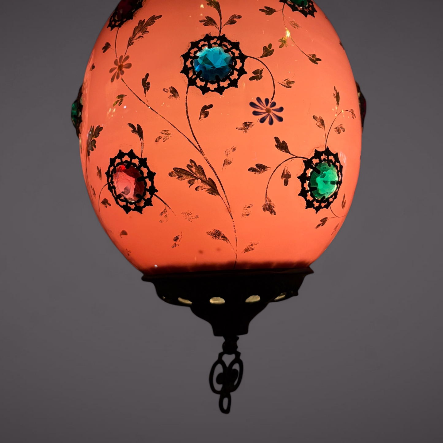 PAIR OF BOHEMIAN JEWELED GLASS PENDANT LIGHTS, CZECH REPUBLIC, LATE 19th CENTURY