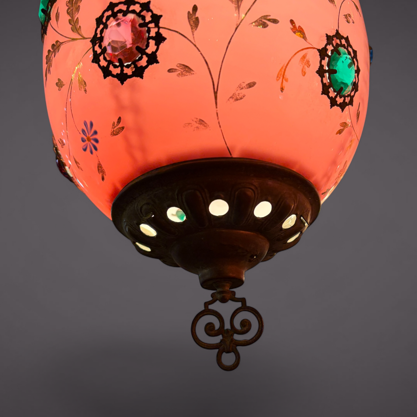 PAIR OF BOHEMIAN JEWELED GLASS PENDANT LIGHTS, CZECH REPUBLIC, LATE 19th CENTURY