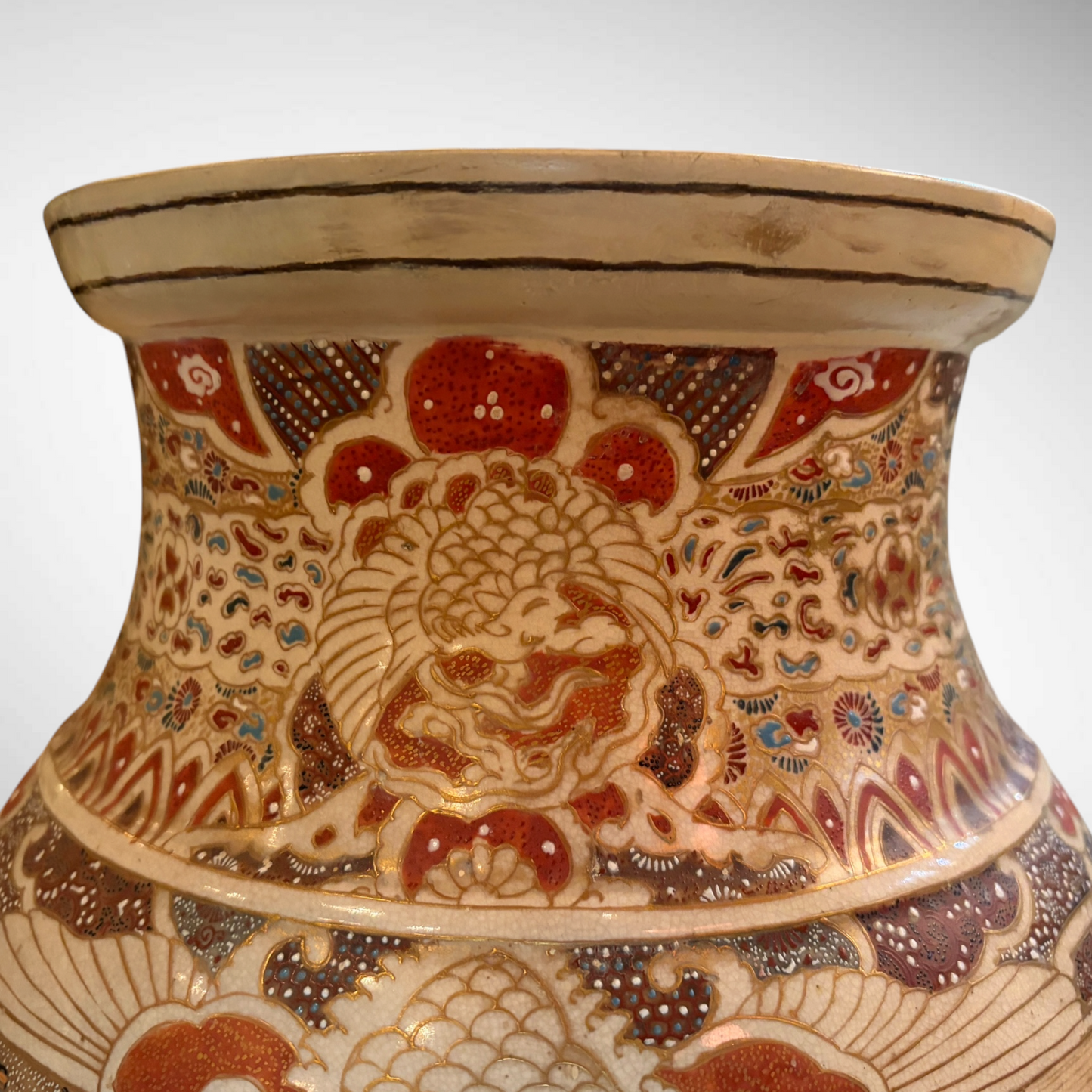 PAIR OF LARGE EARTHENWARE SATSUMA VASES, JAPAN, LATE MEIJI PERIOD
