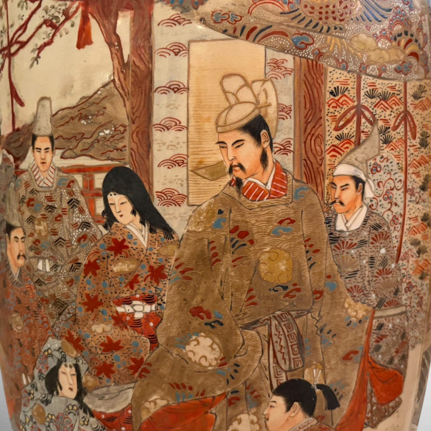 PAIR OF LARGE EARTHENWARE SATSUMA VASES, JAPAN, LATE MEIJI PERIOD