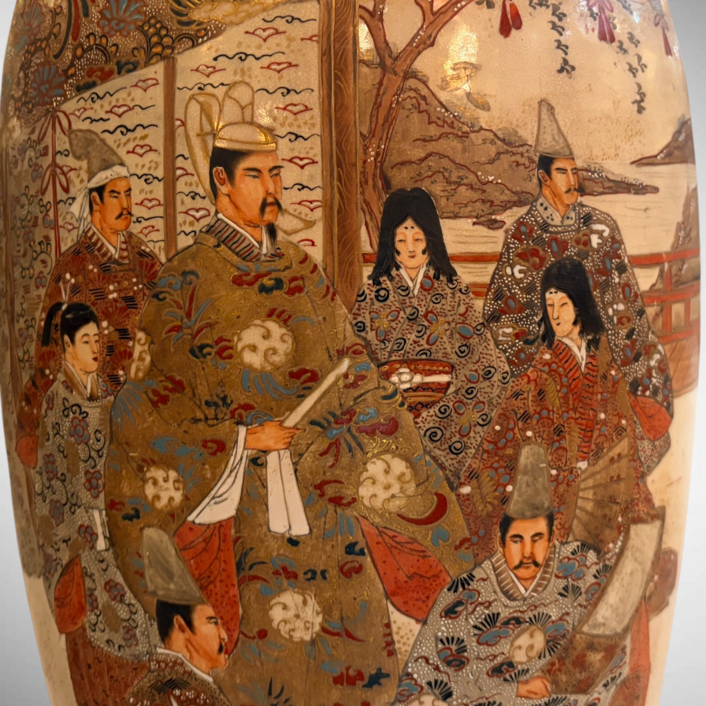 PAIR OF LARGE EARTHENWARE SATSUMA VASES, JAPAN, LATE MEIJI PERIOD