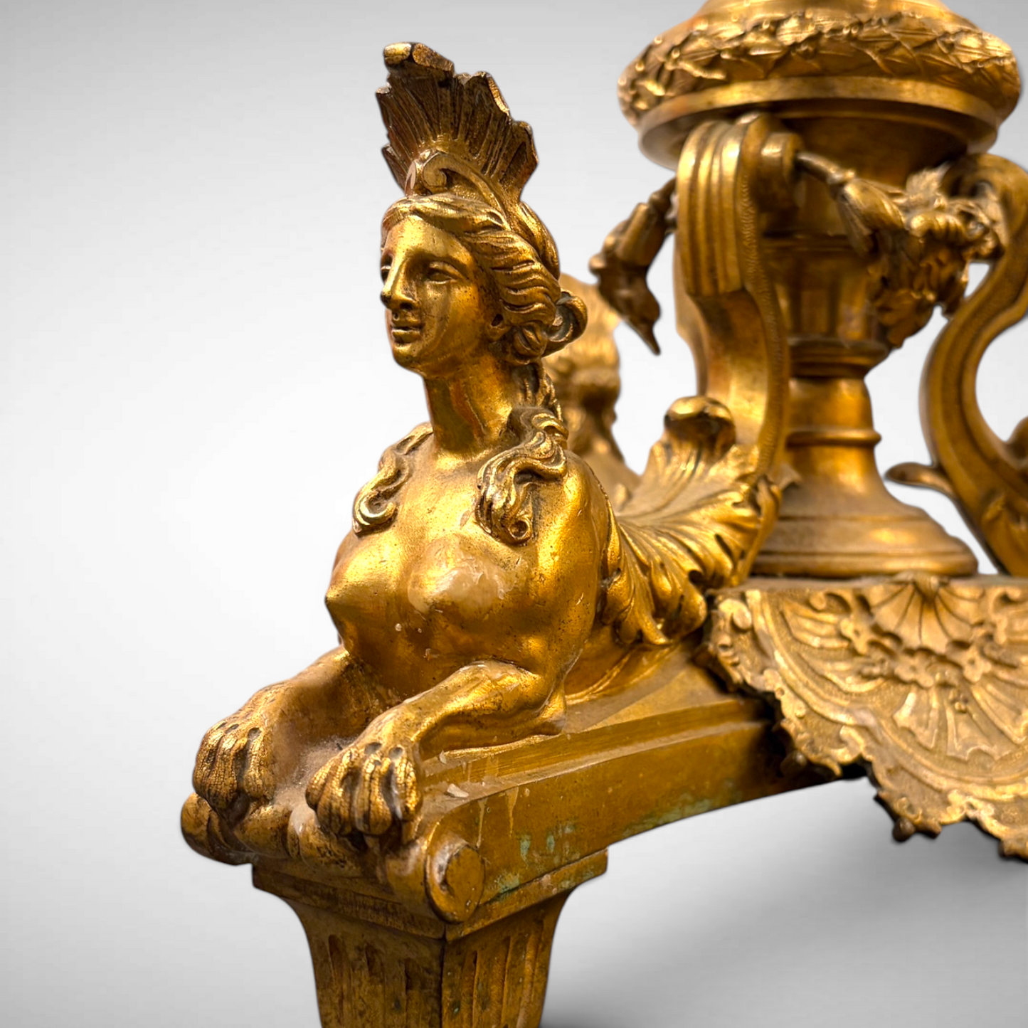 A FRENCH GILT-BRONZE CANDELABRUM 'AUX SPHINGES', FRANCE, LATE 19th CENTURY
