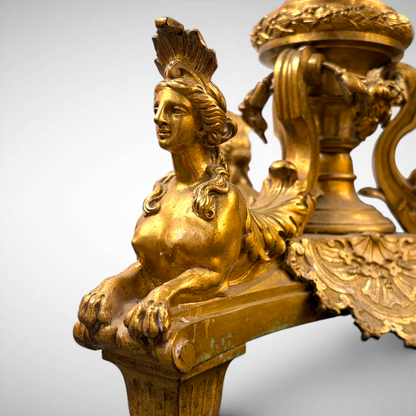 A FRENCH GILT-BRONZE CANDELABRUM 'AUX SPHINGES', FRANCE, LATE 19th CENTURY