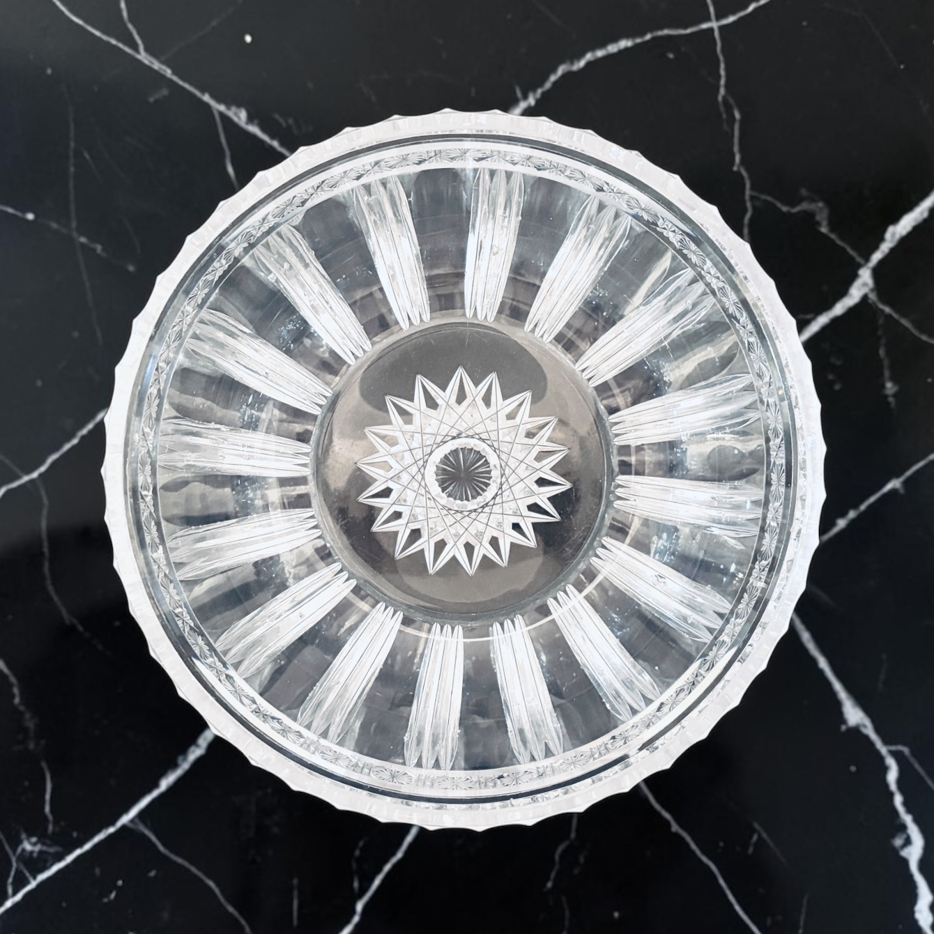 EDWARDIAN CUT LEAD CRYSTAL BOWL, ENGLISH, C. 1905