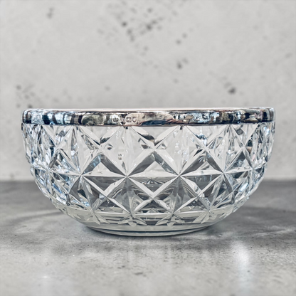 EDWARDIAN SILVER-MOUNTED CUT-CRYSTAL CENTERPIECE BOWL, LONDON, 1908