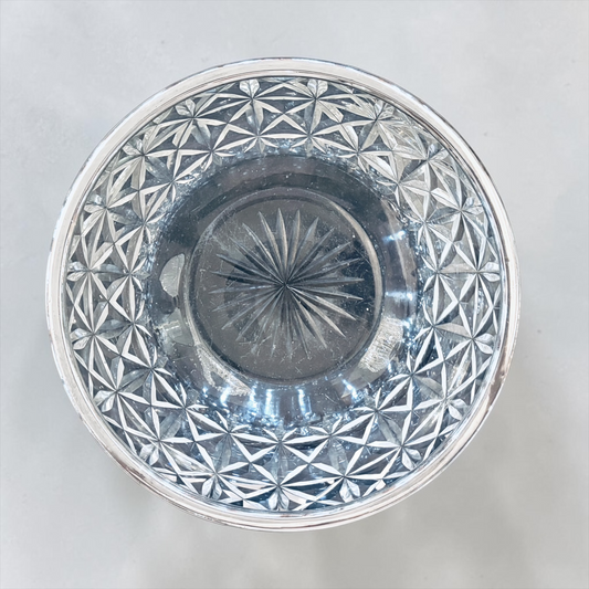 EDWARDIAN SILVER-MOUNTED CUT-CRYSTAL CENTERPIECE BOWL, LONDON, 1908