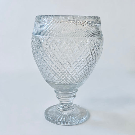 AN ELIZABETH II DIAMOND-CUT CRYSTAL CENTERPIECE, ENGLAND, MID-20th CENTURY