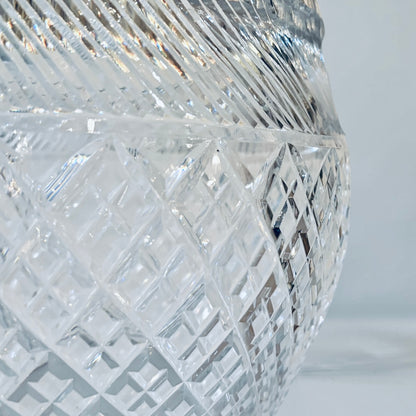 AN ELIZABETH II DIAMOND-CUT CRYSTAL CENTERPIECE, ENGLAND, MID-20th CENTURY