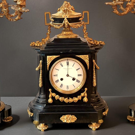 LOUIS XVI REVIVAL GILT-BRONZE MANTEL CLOCK, FRANCE, C.1870–1890