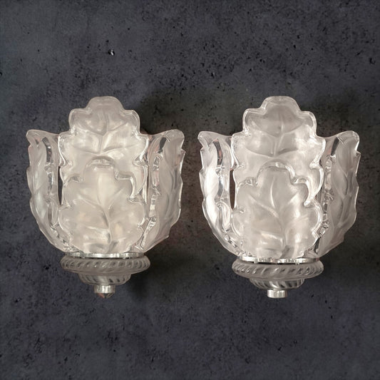 PAIR OF 'CHÊNE' OAK LEAF WALL SCONCES, FRANCE, POST-1980