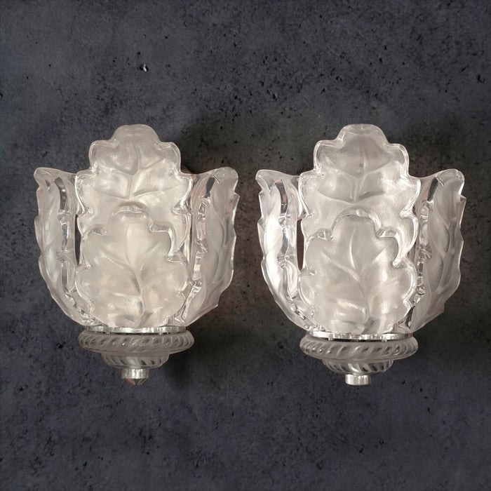 PAIR OF 'CHÊNE' OAK LEAF WALL SCONCES, FRANCE, POST-1980