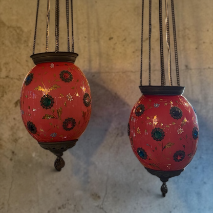 PAIR OF BOHEMIAN JEWELED GLASS PENDANT LIGHTS, CZECH REPUBLIC, LATE 19th CENTURY