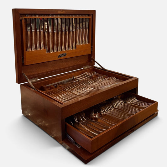 AN EXQUISITE STERLING SILVER 100-PIECE CUTLERY SET, DENMARK, EARLY 20TH CENTURY