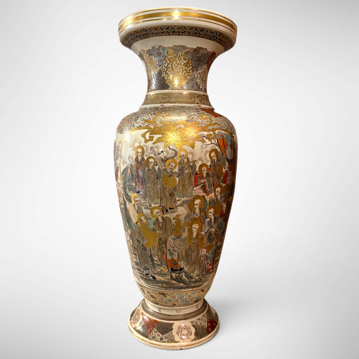 AN IMPOSING EARTHENWARE BALUSTER SATSUMA VASE, JAPAN, LATE 19TH CENTURY