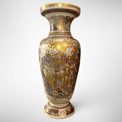 AN IMPOSING EARTHENWARE BALUSTER SATSUMA VASE, JAPAN, LATE 19TH CENTURY